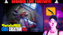 a poster for dernier live fortnite shows a man holding a knife