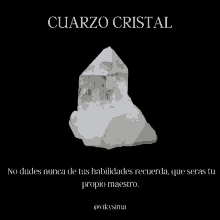 a poster with a crystal and a quote in spanish