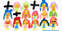 a drawing of a group of people with smiley faces