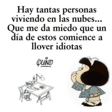 a cartoon of mafalda with a quote from quinto