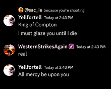 a screenshot of a twitter conversation between yellfortell and westernstrikes again