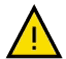 a yellow triangle with a black exclamation point inside of it on a white background .