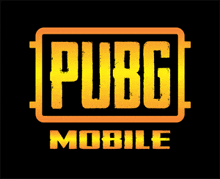 a logo for pubg mobile is displayed on a black background