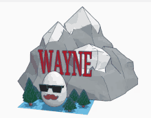 a 3d model of a mountain with the name wayne on it