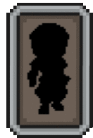 a pixel art silhouette of a person in a frame .