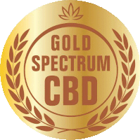 a gold medal with a laurel wreath and the words gold spectrum cbd