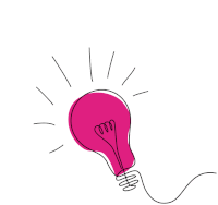 a drawing of a pink light bulb with a wire coming out of it