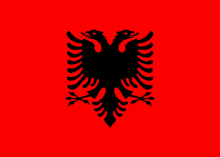 the flag of albania has a black eagle with two heads on a red background