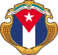 a coat of arms for republica de cayo perico with a cuban flag