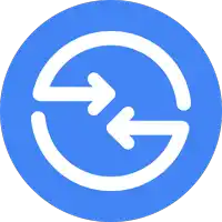 a blue circle with two white arrows pointing to opposite directions