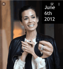 a picture of a woman with a ring on her finger and the date of june 6th 2012