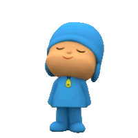 a cartoon character with his eyes closed wears a blue hat