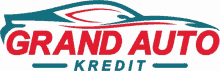 a logo for grand auto kredit with a car in the background