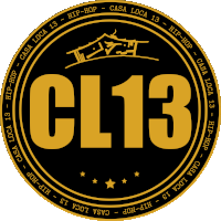 a black and gold logo for cl13 hip-hop and casa loca