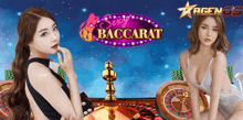 a poster for sexy baccarat shows two women playing the game