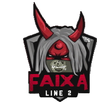 a logo for faixa line 2 shows a demon with red horns