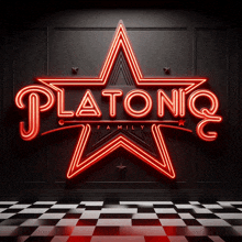 a neon sign that says platonic family