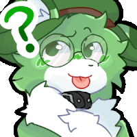 a green cartoon character with glasses and a question mark