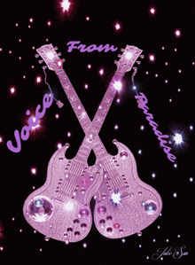 a picture of two guitars with the words from voice to promise