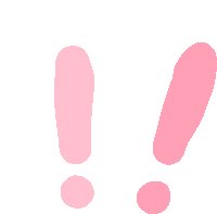 a pink exclamation point on a white background