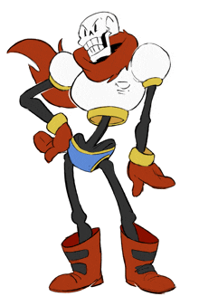 a cartoon drawing of papyrus wearing red boots