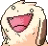 a pixel art drawing of a sheep with its tongue out .