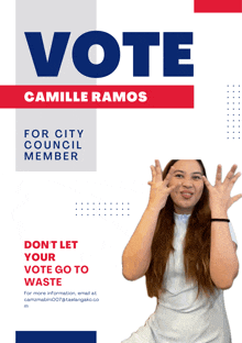 a poster encouraging people to vote for camille ramos