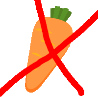 a carrot is crossed out by a red x