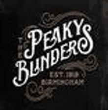 the peaky blinders logo is on a black background