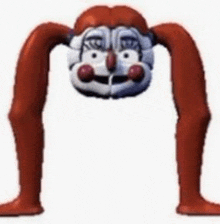 a clown with long legs is standing on its hind legs .