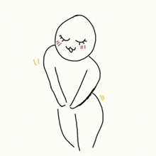 a drawing of a person with their eyes closed and their hands on their hips