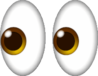 a pair of cartoon eyes with a brown pupil