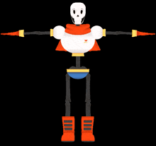 a 3d model of papyrus from undertale with arms outstretched