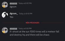 a screenshot of a discord conversation between dgrom and gggggg