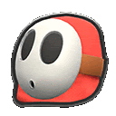 a shy guy hat with a skull on it .