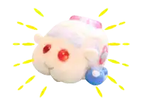 a stuffed animal with red eyes is surrounded by yellow rays