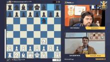 a chess game between gm hikaru and gm bortnyk is being played on chess.com