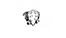 a black and white drawing of a strawberry with leaves .