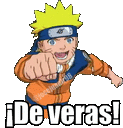 a cartoon of a boy pointing at the camera with the words `` de veras ! ''