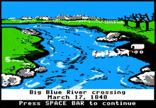 a computer screen shows a river crossing on march 17th of 1848