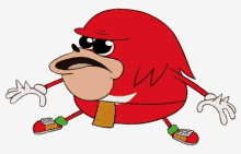 a cartoon drawing of knuckles with the number 88 on his feet