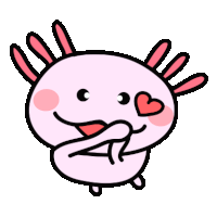 a cartoon illustration of an axolotl with a heart in its eye