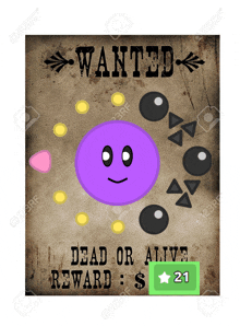 an illustration of a wanted poster with a purple face