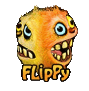 a picture of a cartoon character with the word flippy on it