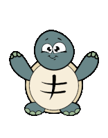 a cartoon turtle with a chinese symbol on it 's shell