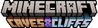 a logo for minecraft caves & cliffs with a white background