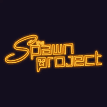 a neon sign that says the spawn project on a dark background