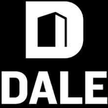 a white logo on a black background that says dale