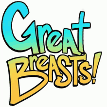 a logo that says great breasts in blue and yellow letters