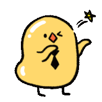 a cartoon drawing of a yellow chicken with a tie